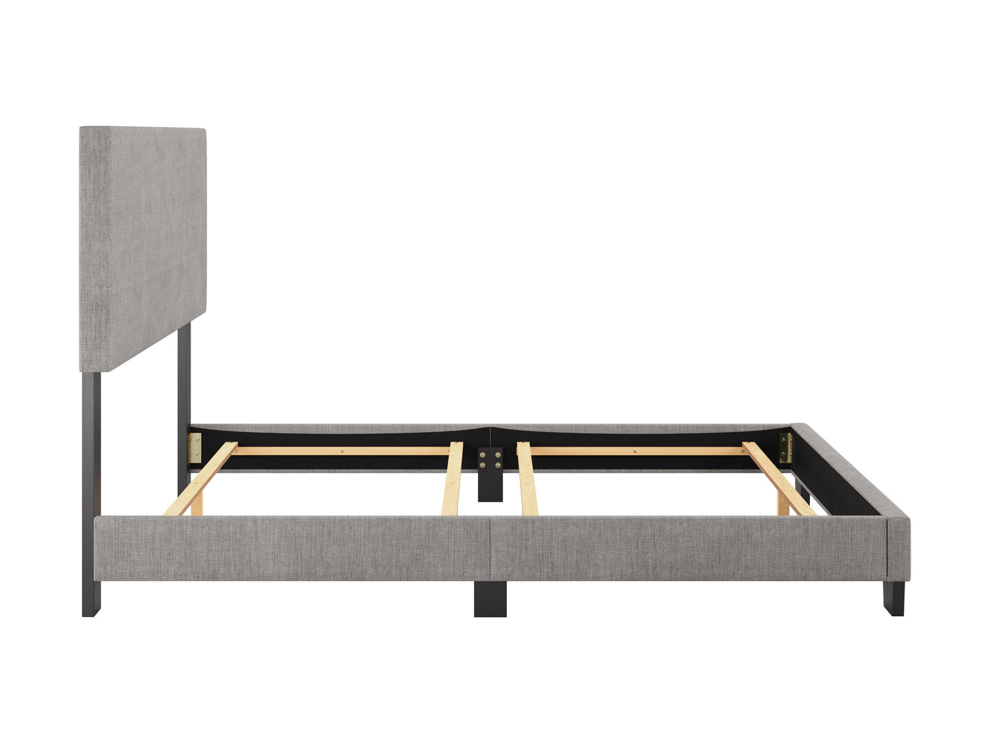 Modern Minimalist Upholstered Full Bed, Light Gray