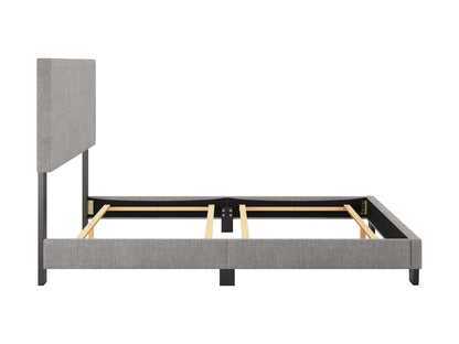 Modern Minimalist Upholstered Full Bed, Light Gray