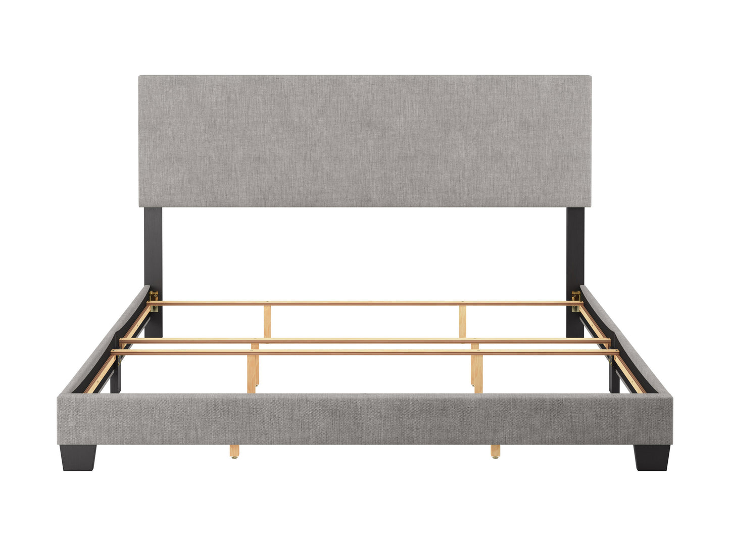 Modern Minimalist Upholstered King Bed, Light Gray