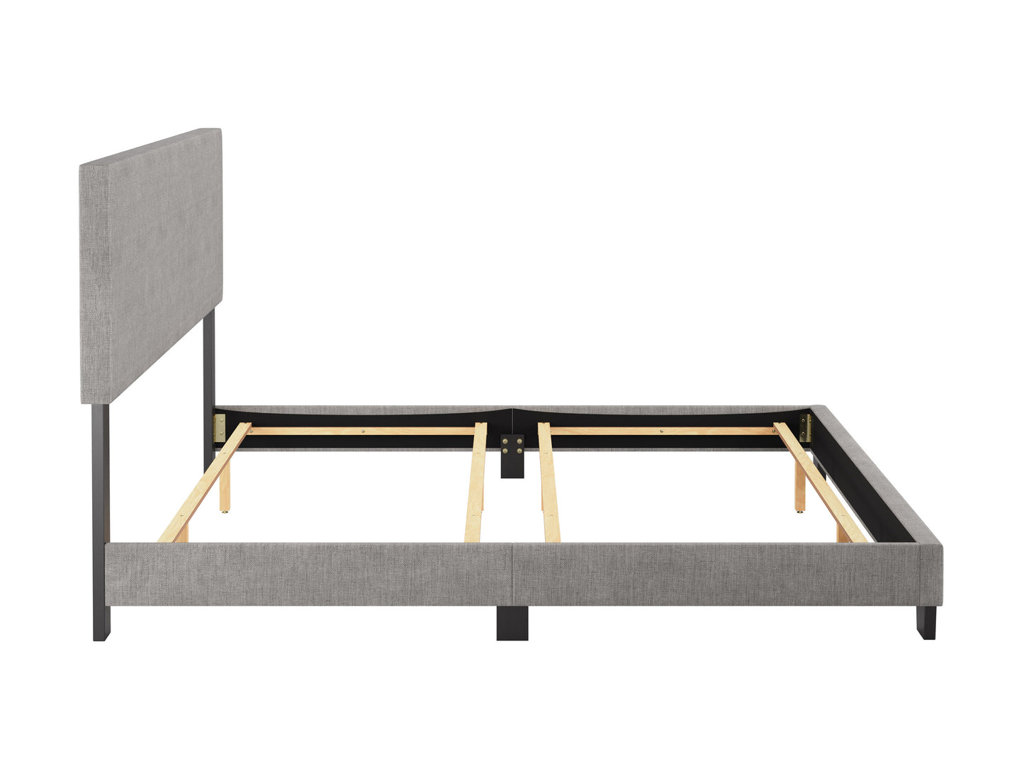 Modern Minimalist Upholstered King Bed, Light Gray