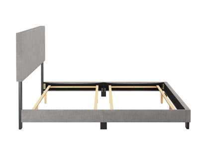 Modern Minimalist Upholstered King Bed, Light Gray
