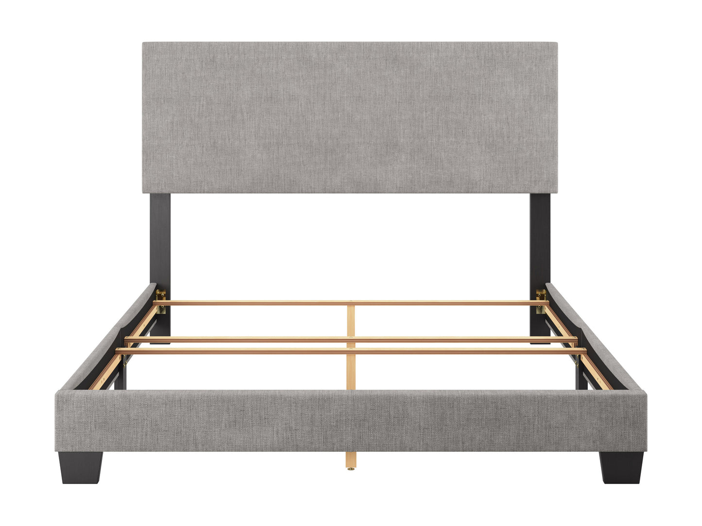 Modern Minimalist Upholstered Queen Bed, Light Gray