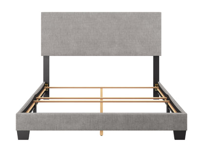 Modern Minimalist Upholstered Queen Bed, Light Gray
