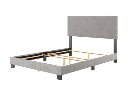 Modern Minimalist Upholstered Queen Bed, Light Gray