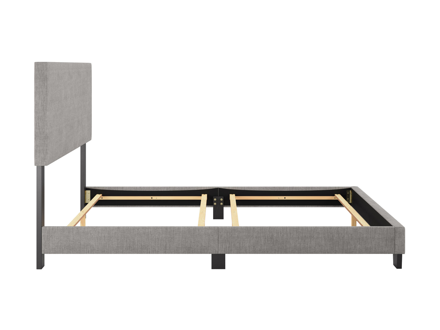 Modern Minimalist Upholstered Queen Bed, Light Gray