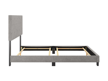 Modern Minimalist Upholstered Queen Bed, Light Gray