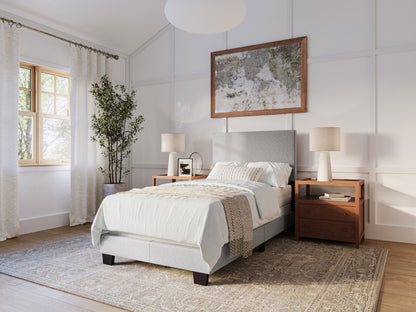 Modern Minimalist Upholstered Single Bed, Light Gray