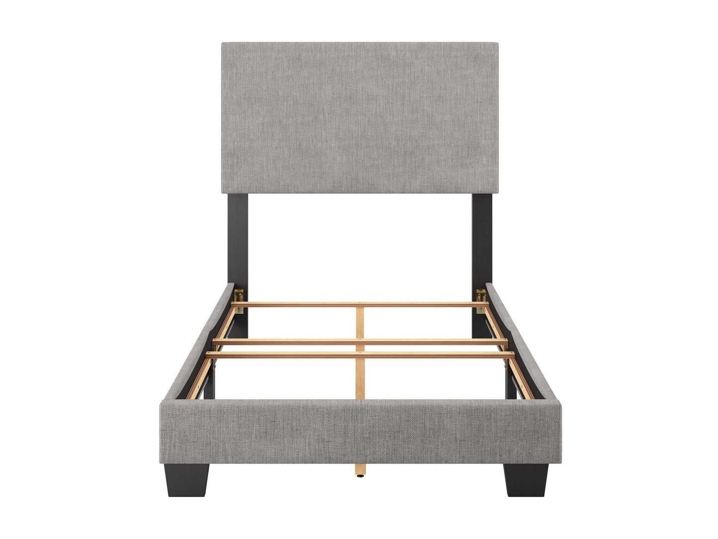 Modern Minimalist Upholstered Single Bed, Light Gray