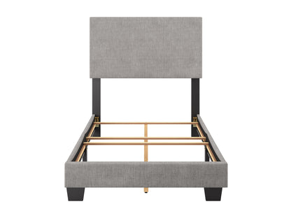 Modern Minimalist Upholstered Single Bed, Light Gray