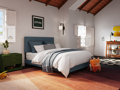 Modern Minimalist Upholstered Full Bed, Blue