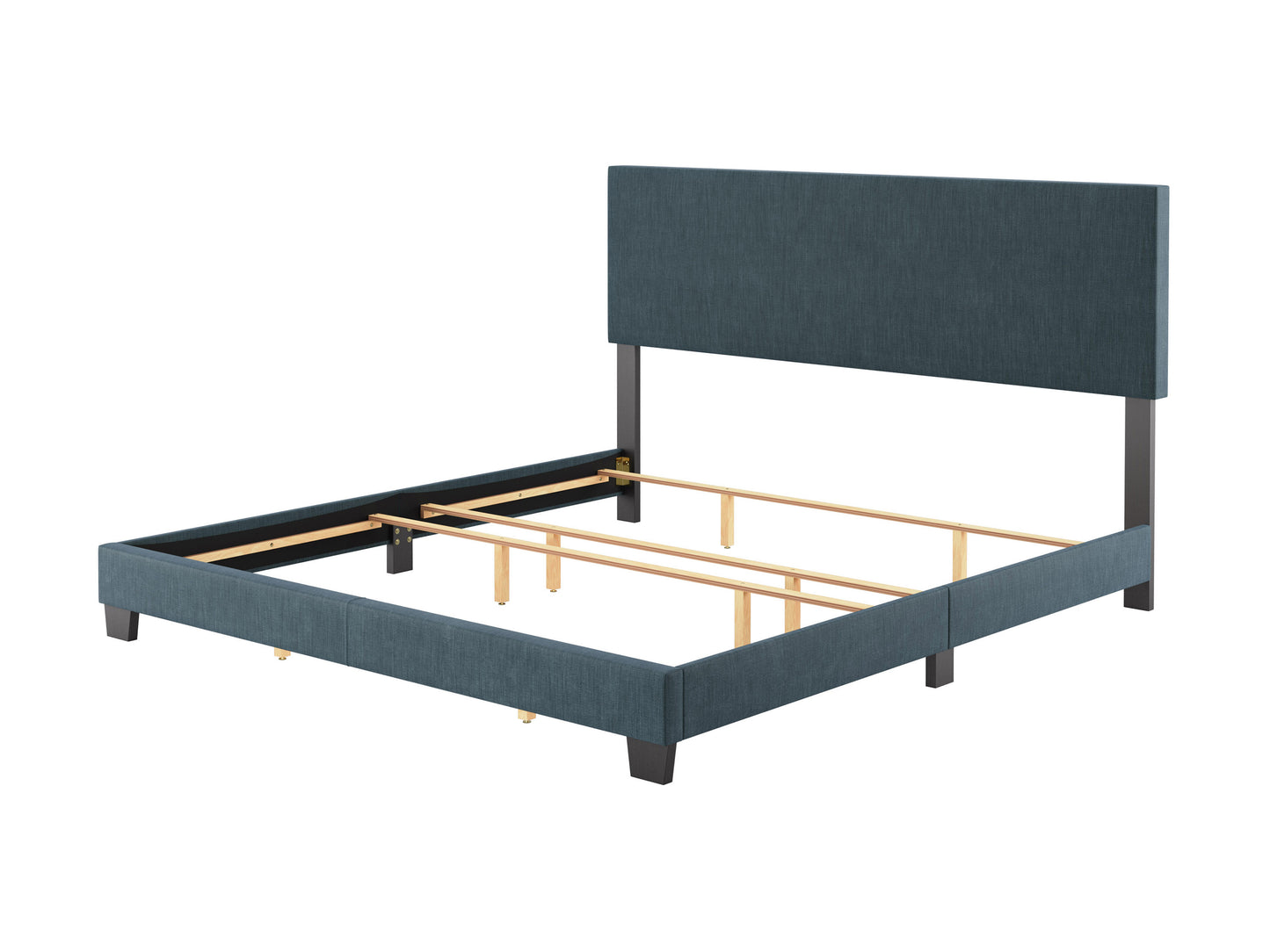 Modern Minimalist Upholstered King Bed, Blue