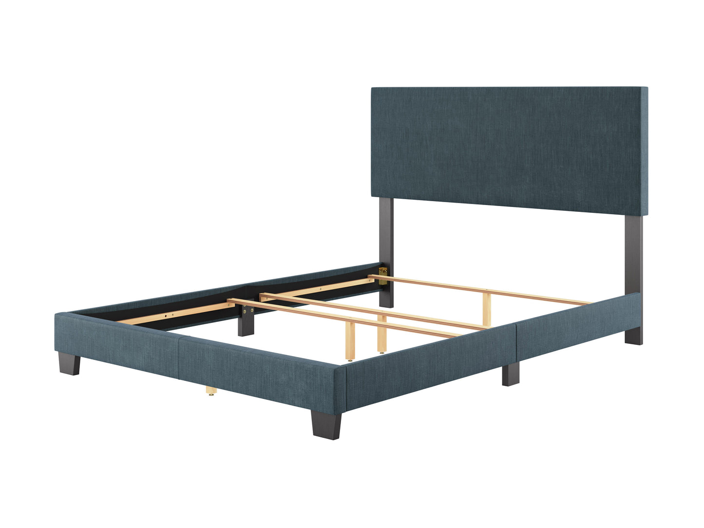 Modern Minimalist Upholstered Queen Bed, Blue