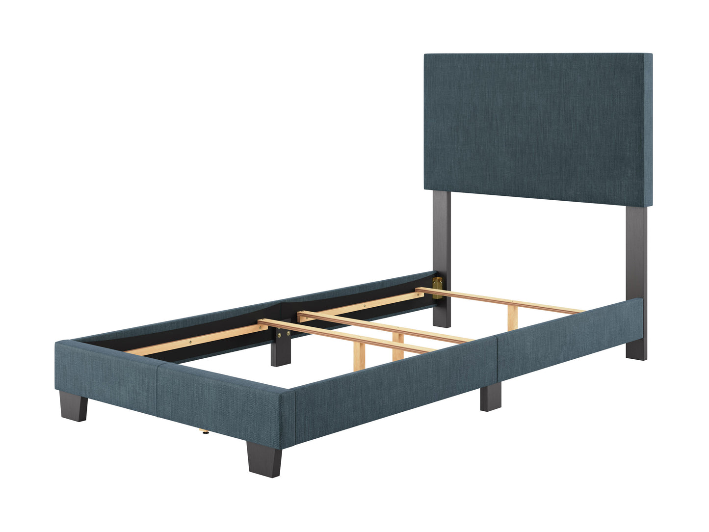 Modern Minimalist Upholstered Single Bed, Blue