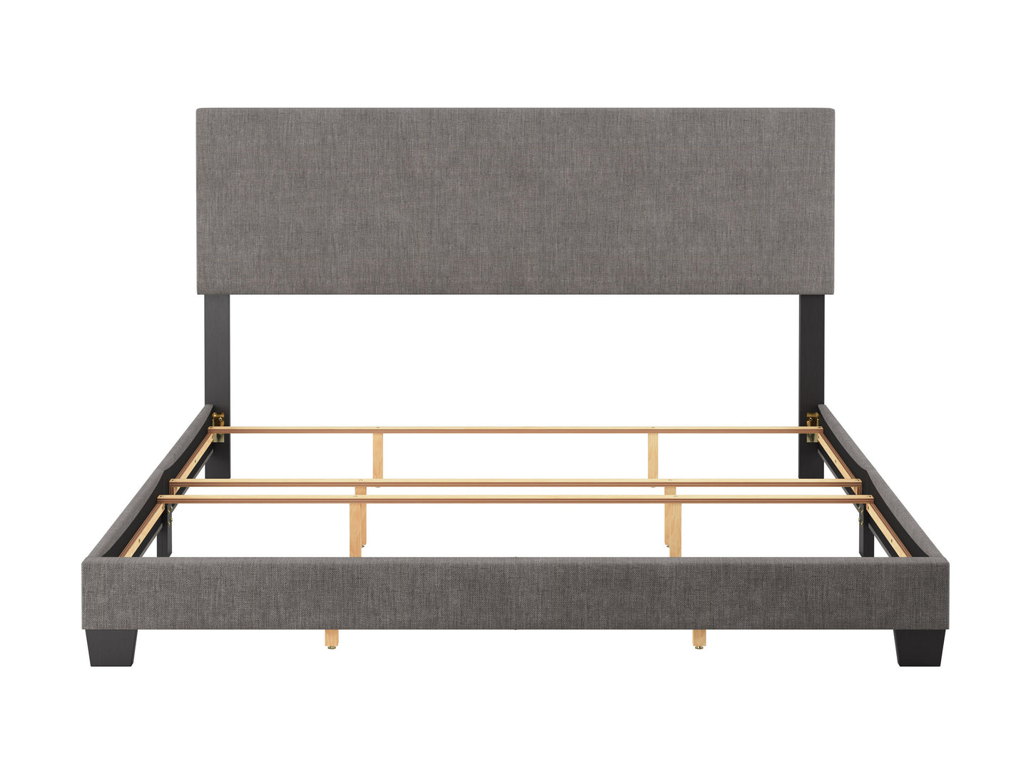Modern Minimalist Upholstered King Bed, Dark Gray