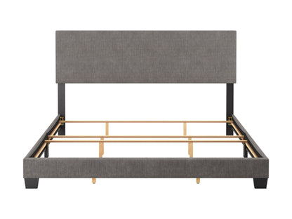 Modern Minimalist Upholstered King Bed, Dark Gray