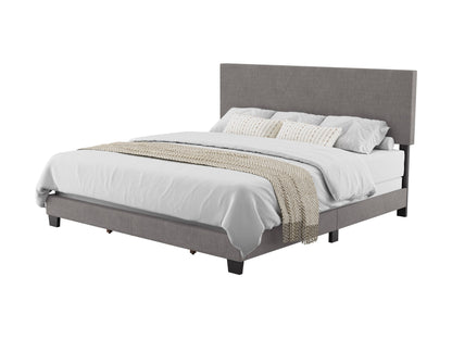 Modern Minimalist Upholstered King Bed, Dark Gray