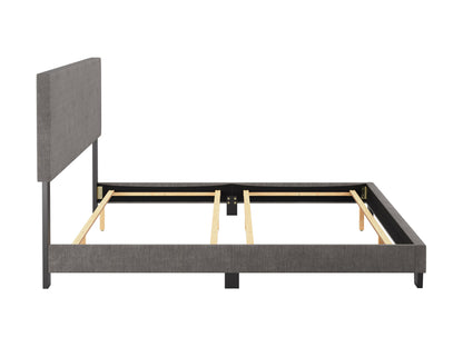 Modern Minimalist Upholstered King Bed, Dark Gray