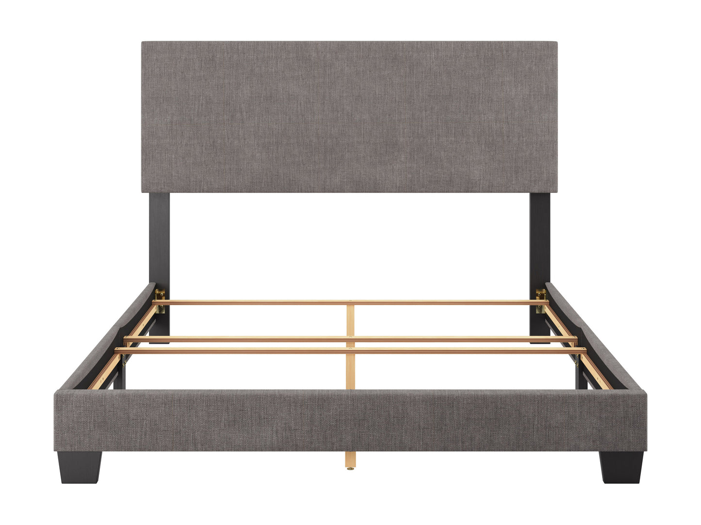 Modern Minimalist Upholstered Queen Bed, Dark Gray