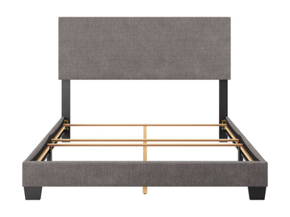 Modern Minimalist Upholstered Queen Bed, Dark Gray