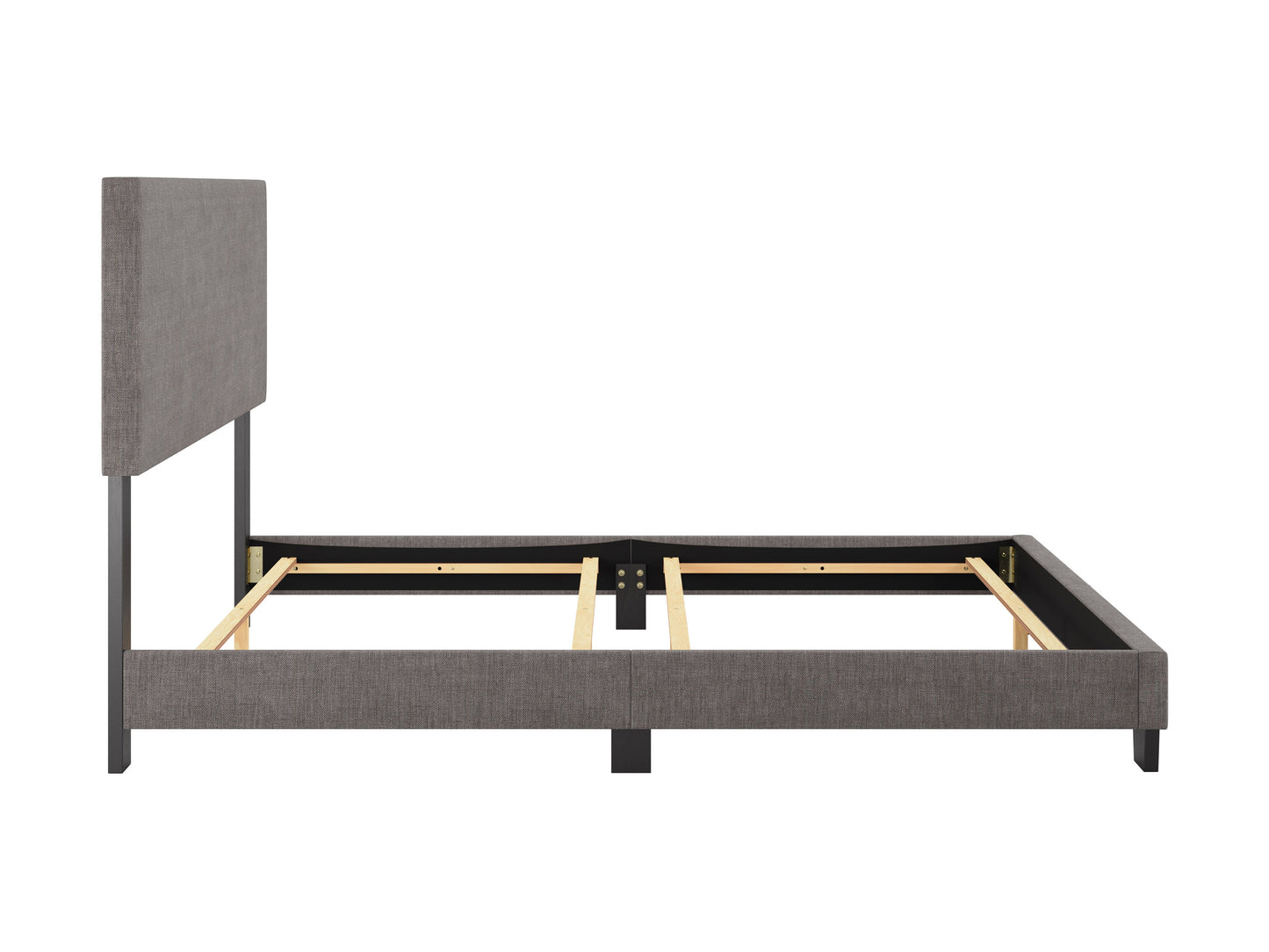 Modern Minimalist Upholstered Queen Bed, Dark Gray
