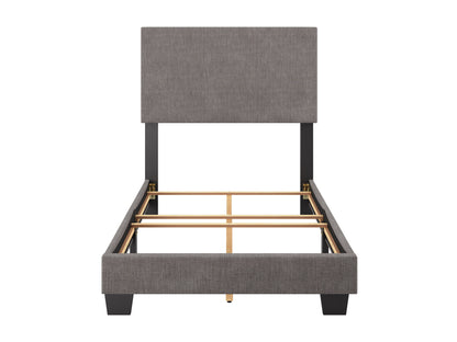 Modern Minimalist Upholstered Single Bed, Dark Gray