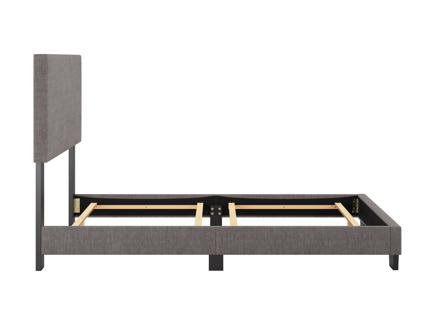 Modern Minimalist Upholstered Single Bed, Dark Gray
