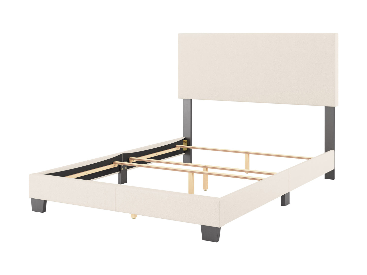 Modern Minimalist Boucle Full Bed, Off White