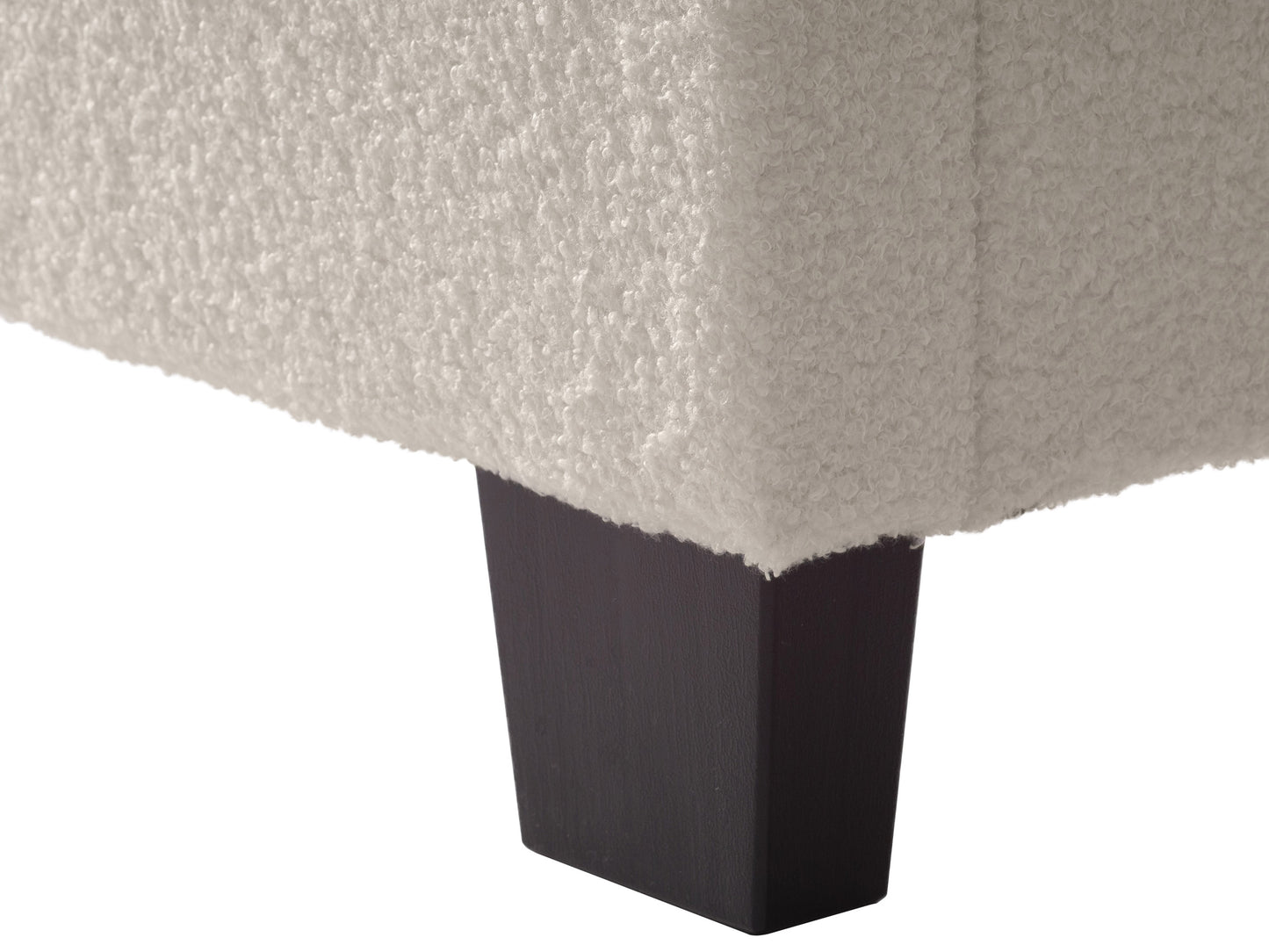 Modern Minimalist Boucle King Bed, Off White