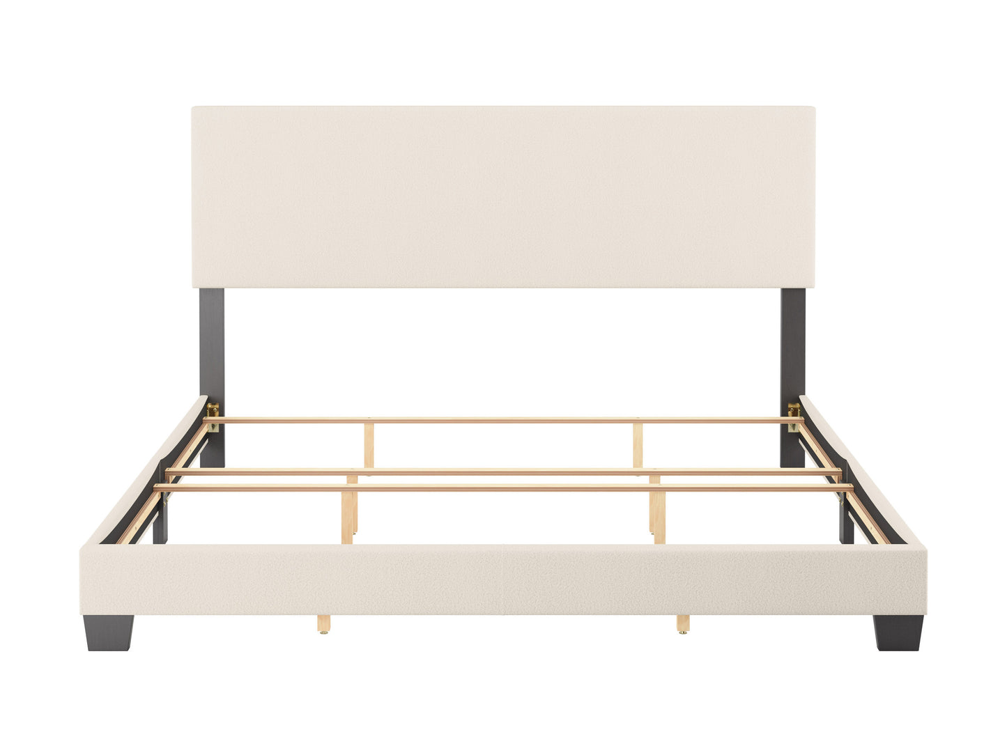 Modern Minimalist Boucle King Bed, Off White