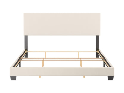 Modern Minimalist Boucle King Bed, Off White