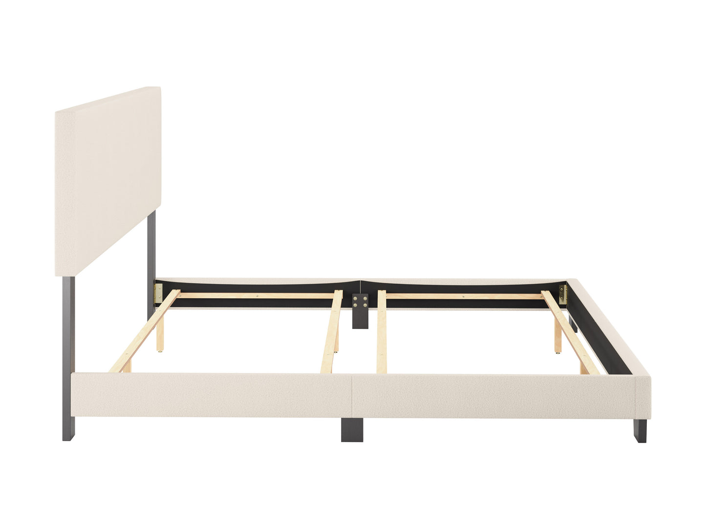 Modern Minimalist Boucle King Bed, Off White