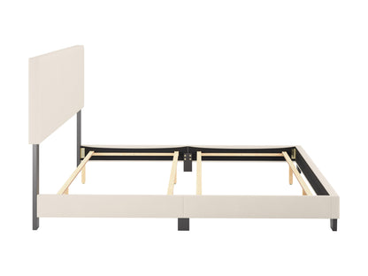 Modern Minimalist Boucle King Bed, Off White