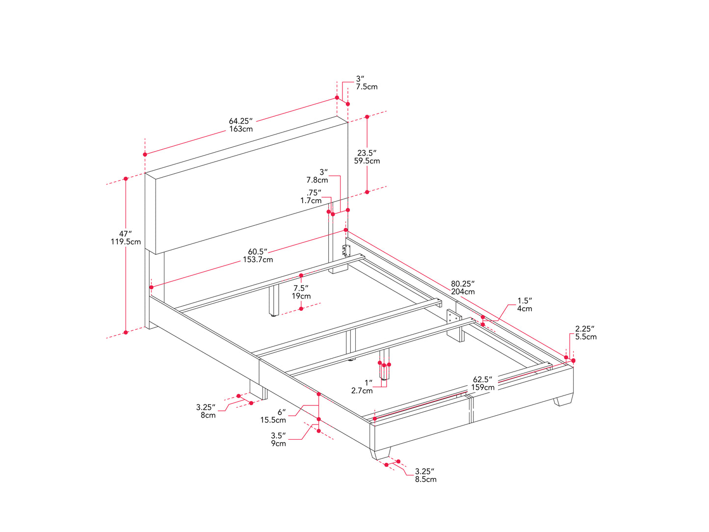 Modern Minimalist Boucle Queen Bed, Off White