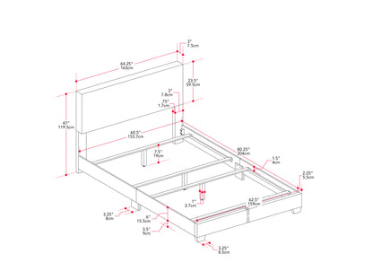 Modern Minimalist Boucle Queen Bed, Off White