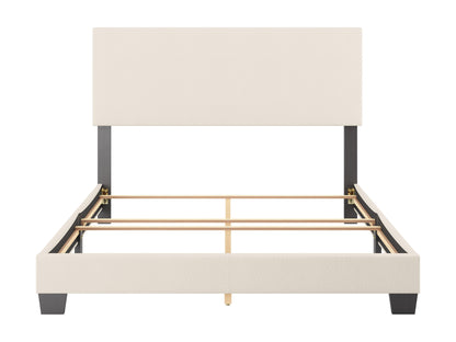 Modern Minimalist Boucle Queen Bed, Off White