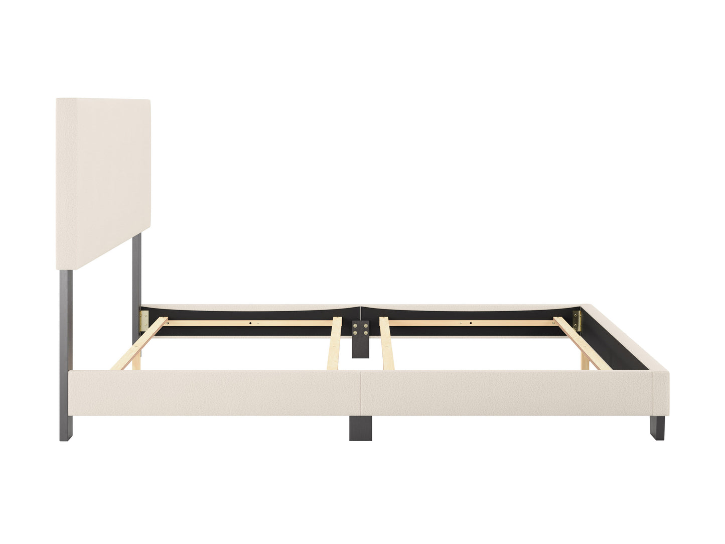 Modern Minimalist Boucle Queen Bed, Off White