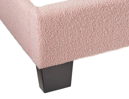 Modern Minimalist Boucle Full Bed, Pink