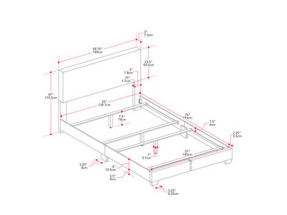 Modern Minimalist Boucle Full Bed, Pink
