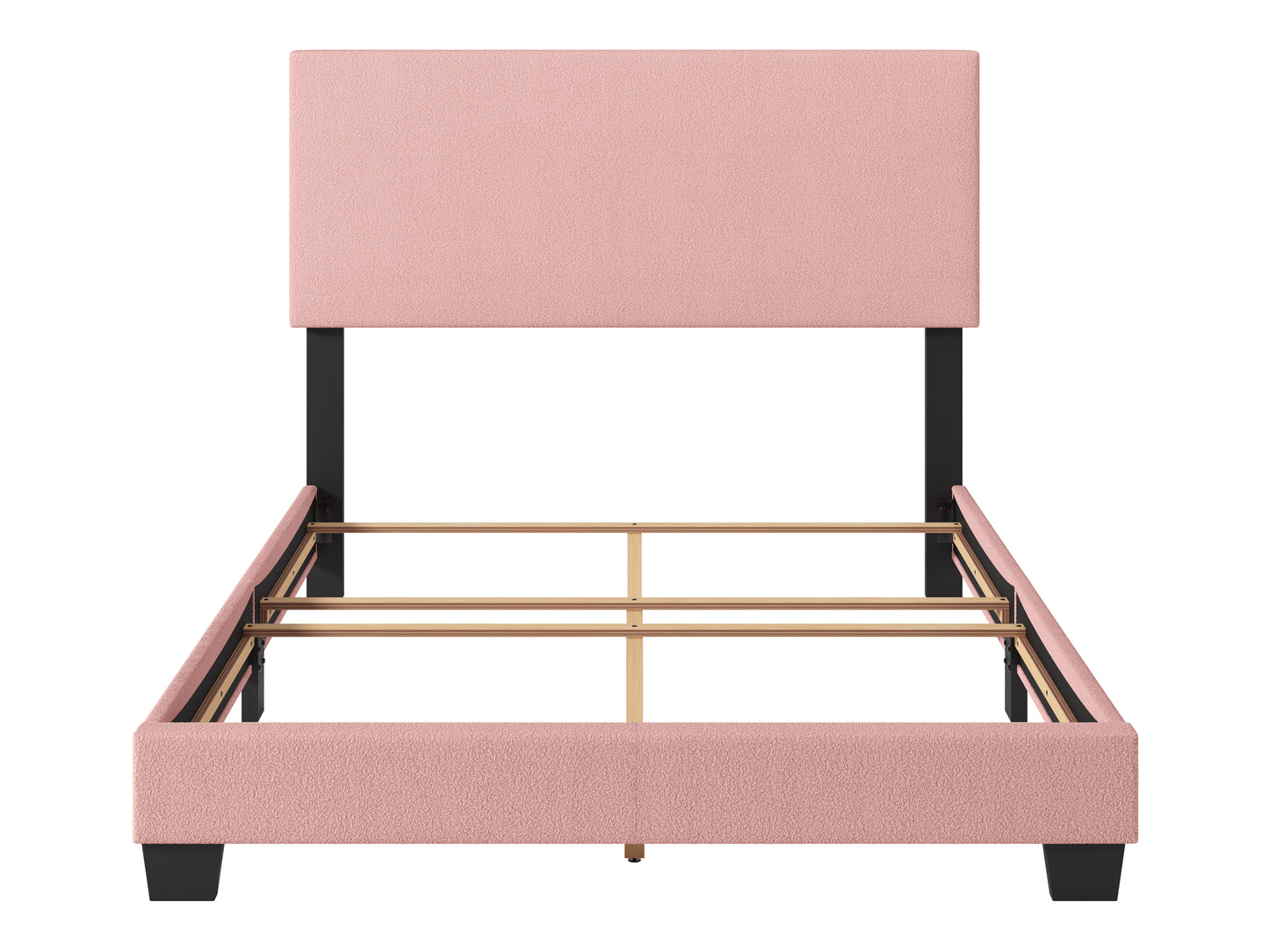 Modern Minimalist Boucle Full Bed, Pink