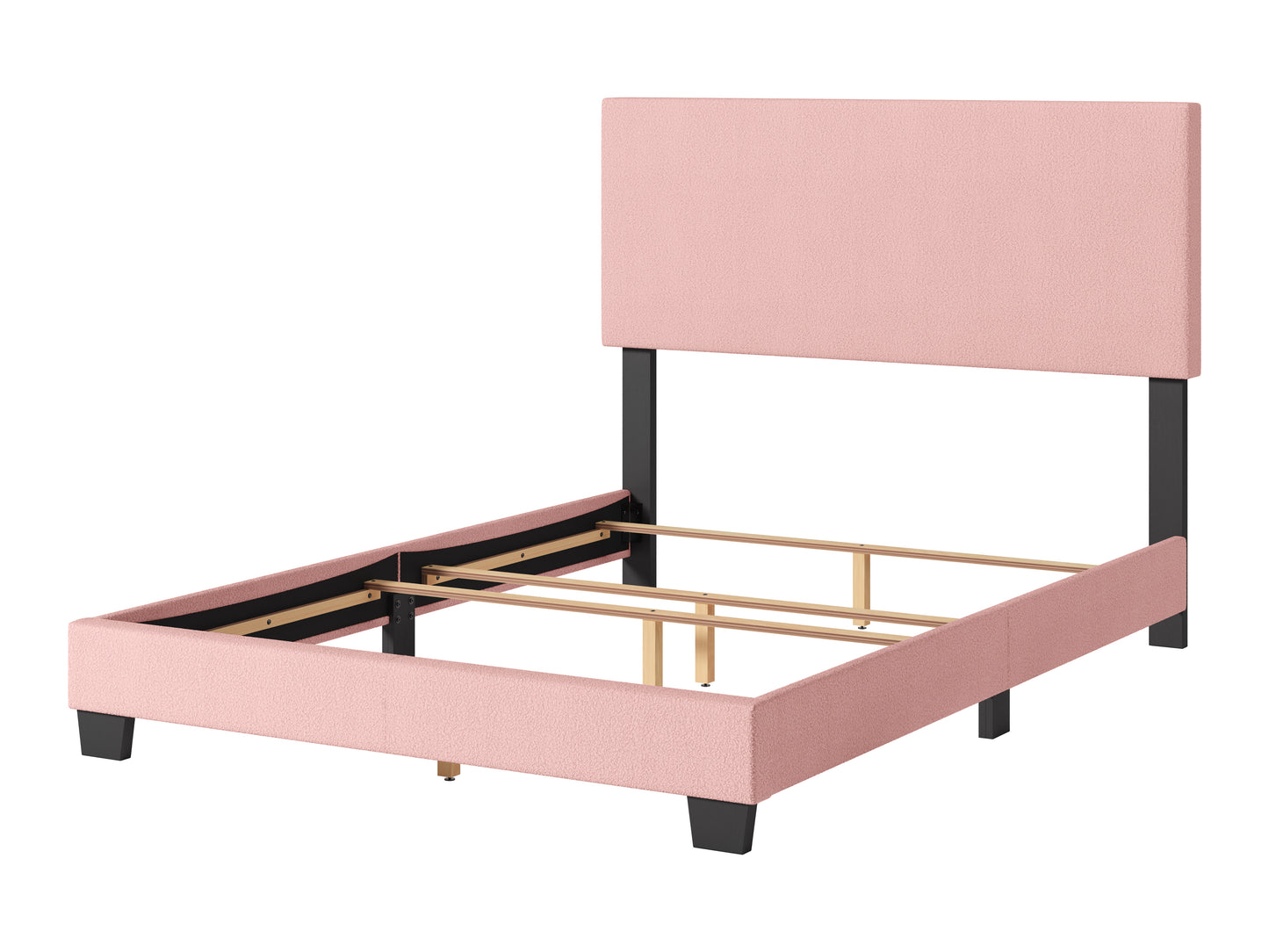 Modern Minimalist Boucle Full Bed, Pink