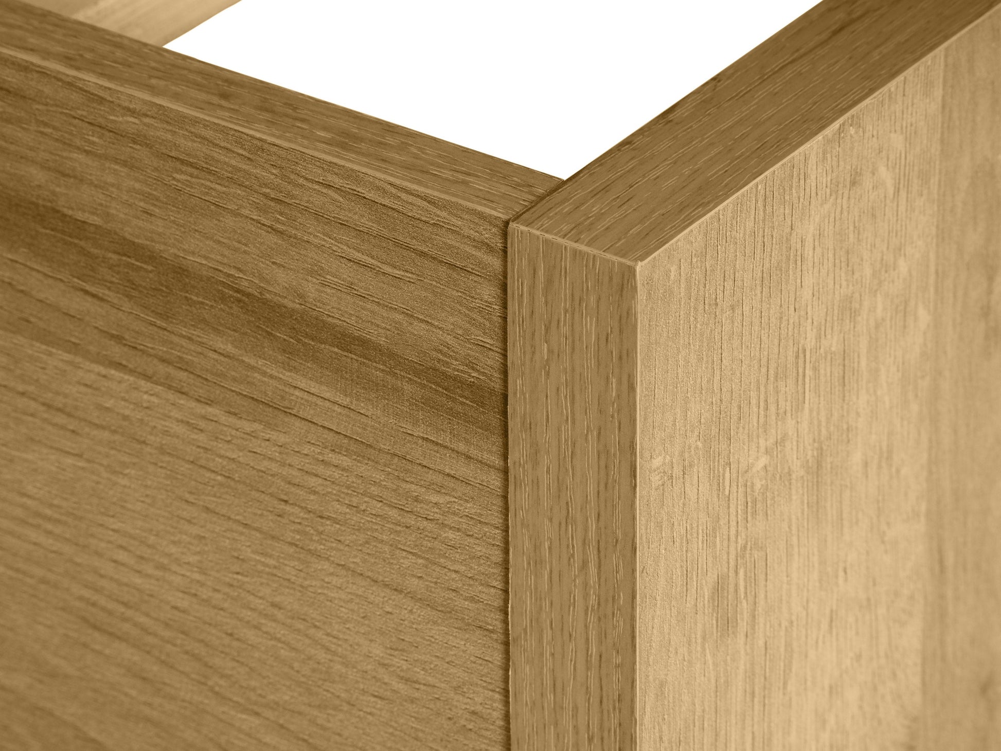 Queen platform bed with walnut finish, upholstered headboard, and modern minimalist design.