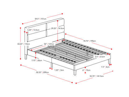 Light Grey Upholstered Double Bed