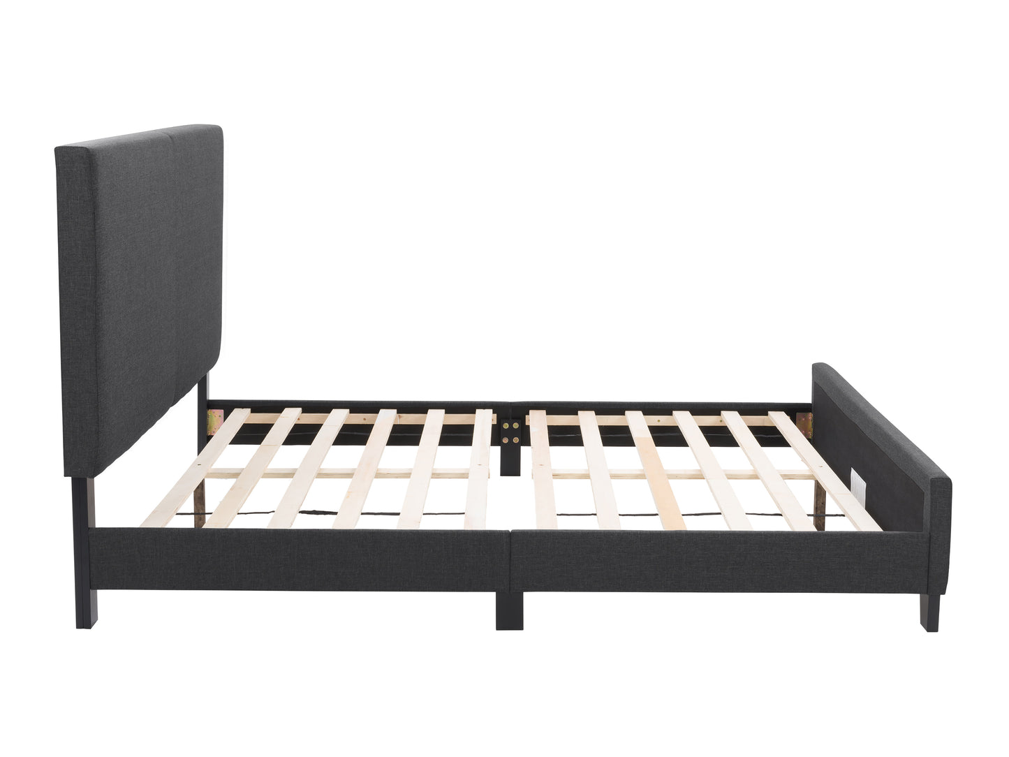 Charcoal Fabric Queen Bed with Slats