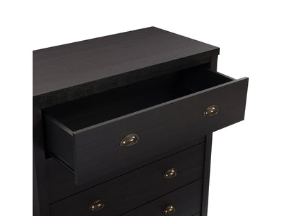 Black 5-Drawer Dresser with Interlocking Drawers