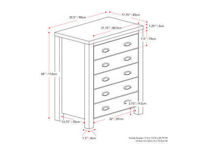 Black 5-Drawer Dresser with Interlocking Drawers