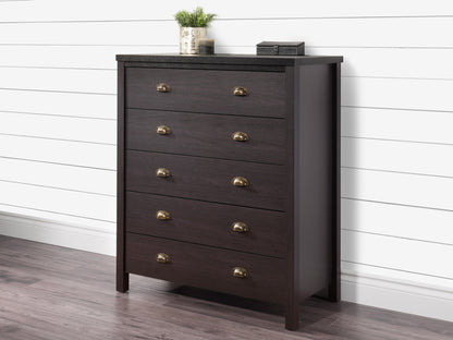 Black 5-Drawer Dresser with Interlocking Drawers