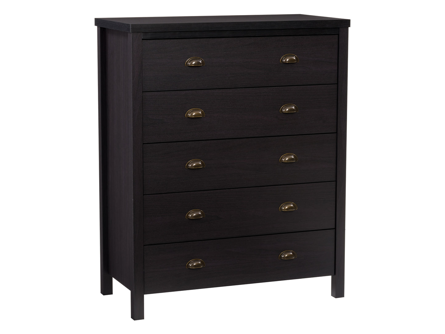 Black 5-Drawer Dresser with Interlocking Drawers