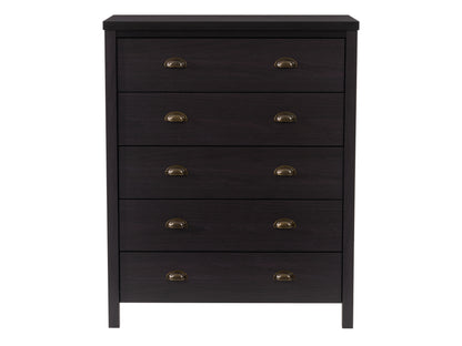 Black 5-Drawer Dresser with Interlocking Drawers