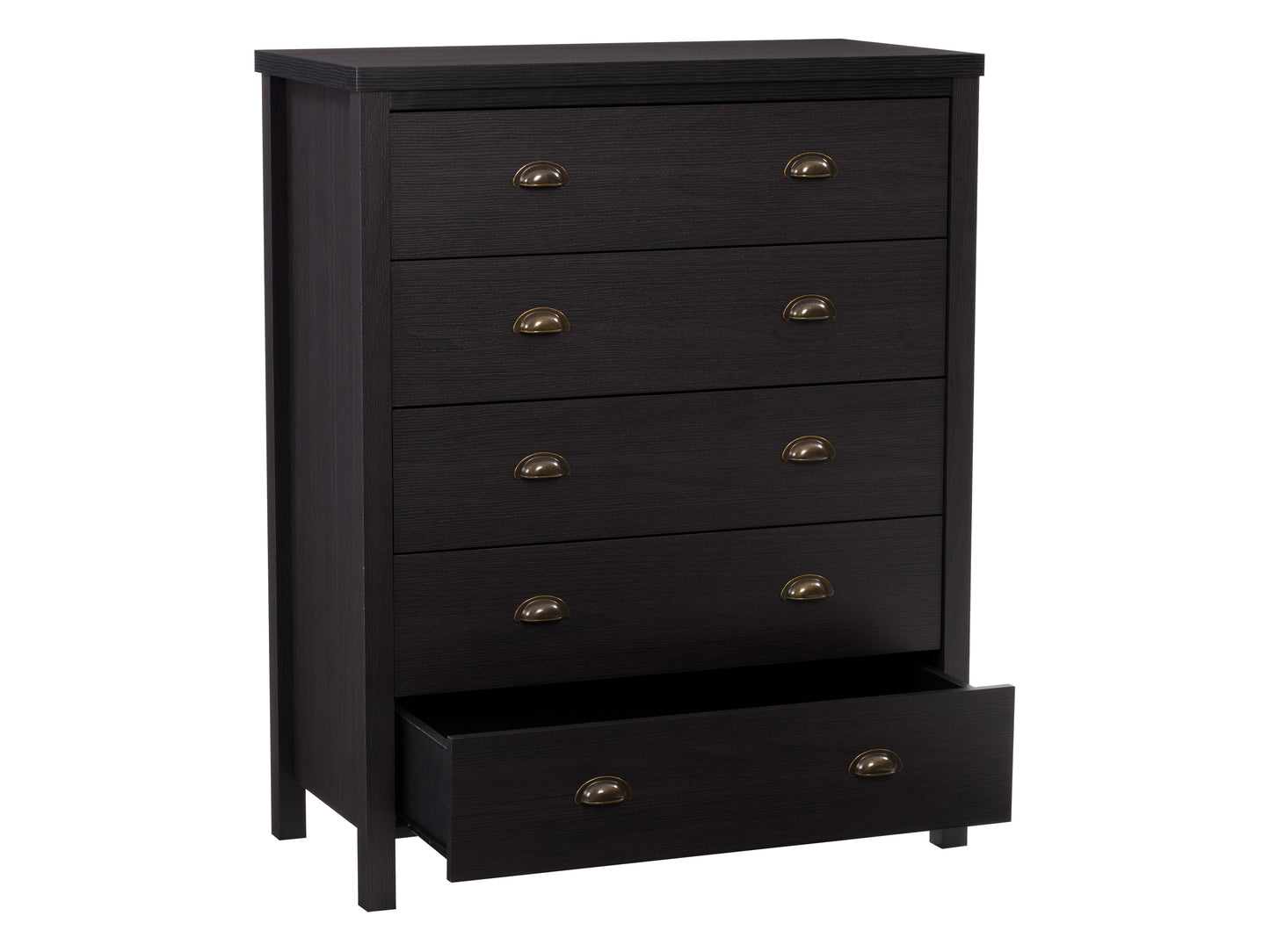 Black 5-Drawer Dresser with Interlocking Drawers