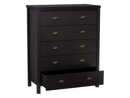 Black 5-Drawer Dresser with Interlocking Drawers
